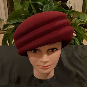 Elegant Burgundy Red Wool Felt Hat